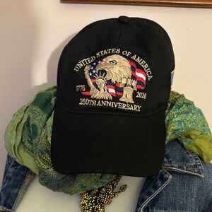 Black 250th United States Anniversary Hat NWOT